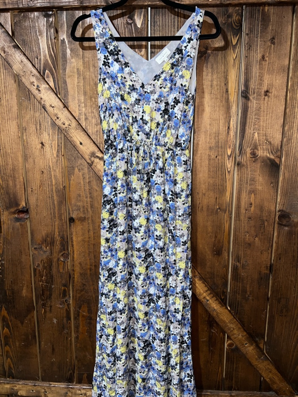 Lucky Brand Floral Maxi Dress in Blue, Yellow & White